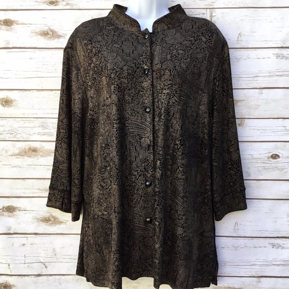 Long Plus Size Black Gold Top / Jacket by Vikki Vi - Picture 3 of 8
